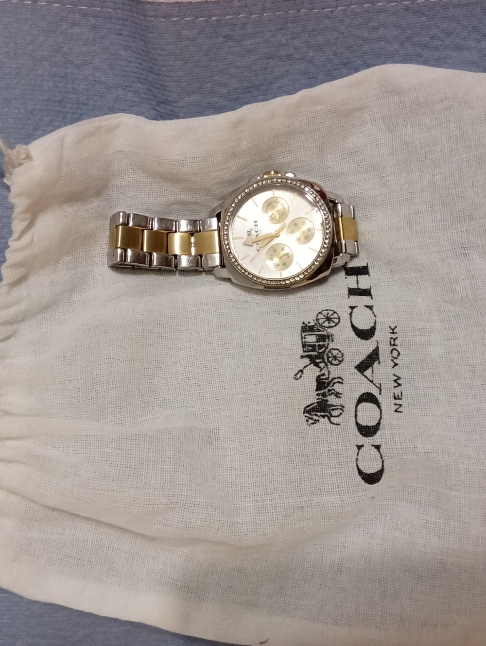 Coach Boyfriend Two-Tone Silver and Gold Bracelet Watch